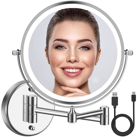 2000mah Rechargeable Wall Mounted Makeup Mirror With Light 8inch 1x10x