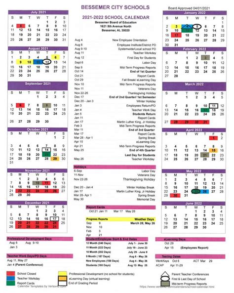 Bessemer City Schools Holiday Calendar 2023-2024 - District School Calendar