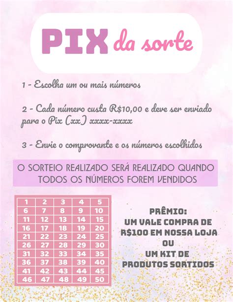 Rifa Pix da Sorte Edite grátis nosso editor online