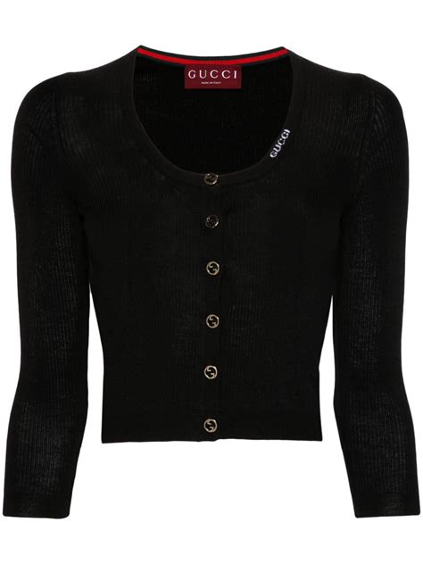 Gucci Interlocking G Buttons Knitted Cardigan Black Farfetch