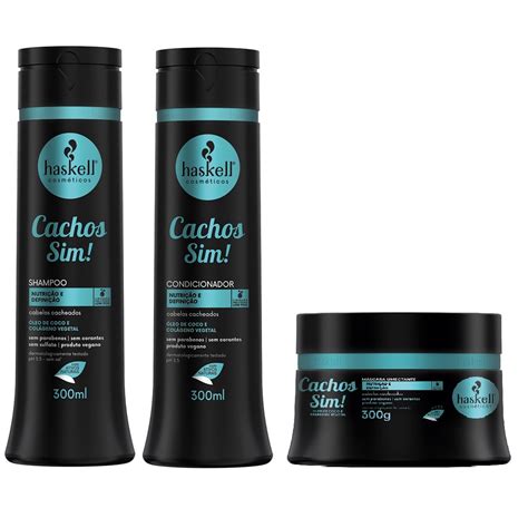 Kit Haskell Cachos Sim Shampoo Condicionador E Mascara 300 Ml Shopee