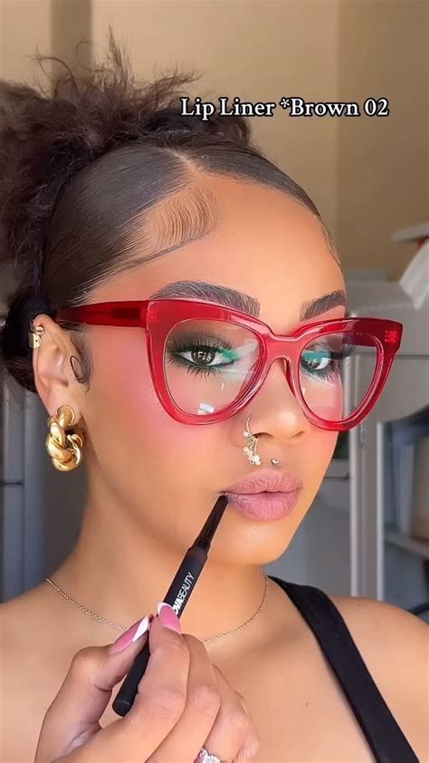 Lip Liner Combo Tutorial Blazing Red Brown Glossy Lips Makeup