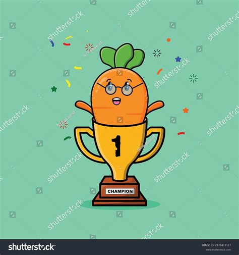 Cute Cartoon Carrot Character Trophy Concept Stock Vector (Royalty Free ...