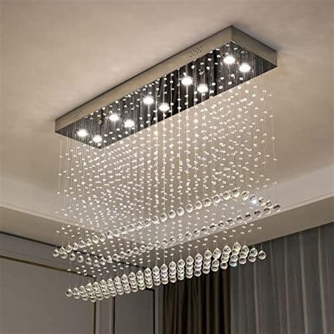 Moooni Lights Modern Rectangle Crystal Chandelier Lighting Wave