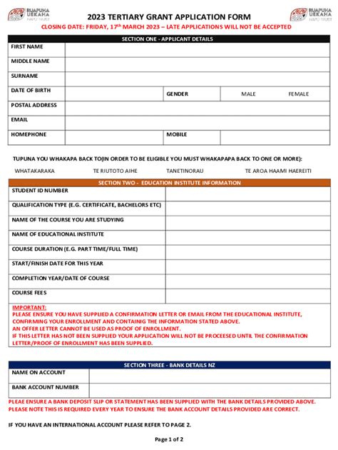 Fillable Online Ruht Co 2023 TERTIARY GRANT APPLICATION FORM Fax Email