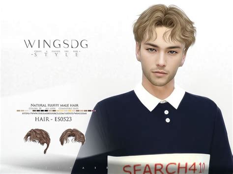 wingssims' WINGS-ES0523-Natural fluffy male hair | Sims 4 hair male ...