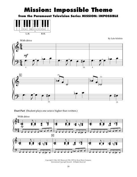 Mission Impossible Theme By Lalo Schifrin Sheet Music For Finger