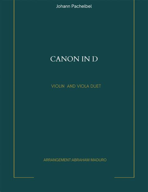 Pachelbel S Canon In D Violin Viola Duet By Johann Pachelbel 1653 1706