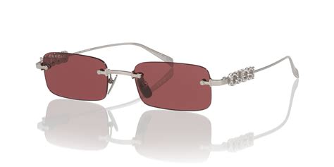 Gucci GG1808S S (52 - 20) with Red lenses and Silver frame | Sunglass Hut®