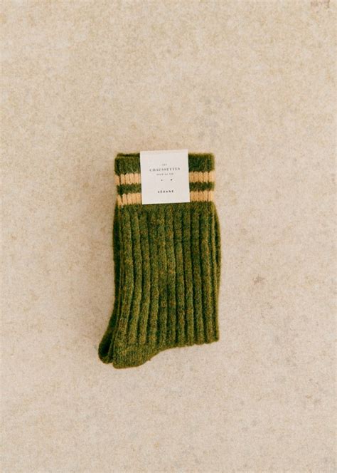 Jill Socks Pine Green Lurex Beige Octobre Ditions