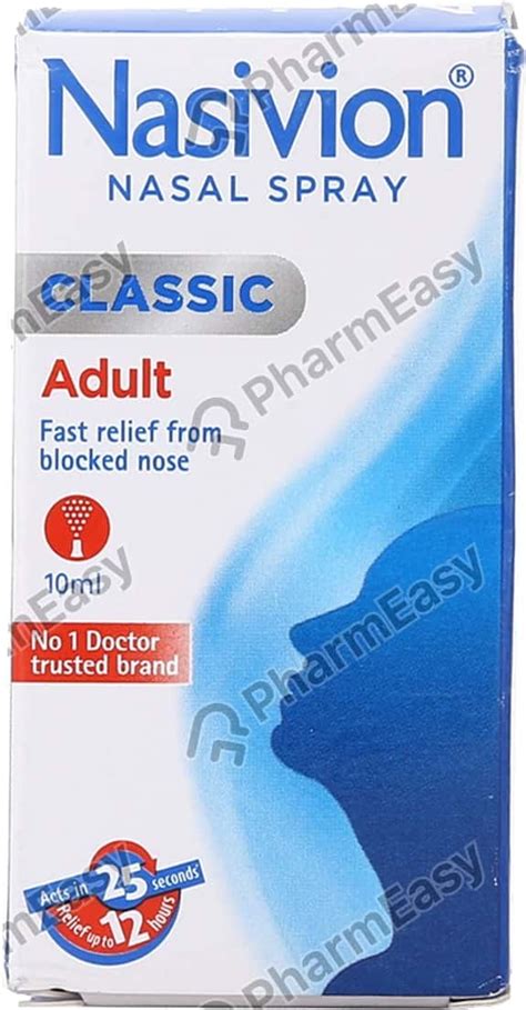 Nasivion 0 5 MG Nasal Spray 10 Uses Side Effects Price Dosage