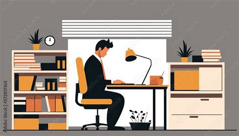 Man working in the office - clipart illustration - minimalistic Stock ...