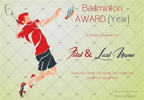 Badminton Award Certificate Green Themed Gct With Regard To Badminton