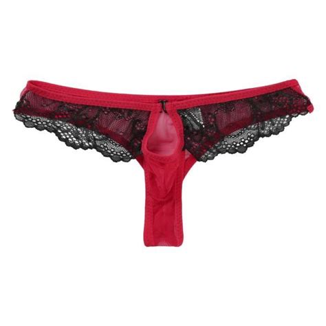 Inhzoy Homme String Sexy Sous Vêtement Transparent T back Slip Thong Lingerie G String Ficelle