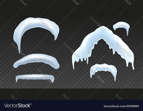 3d Realistic Snow Caps Set Royalty Free Vector Image