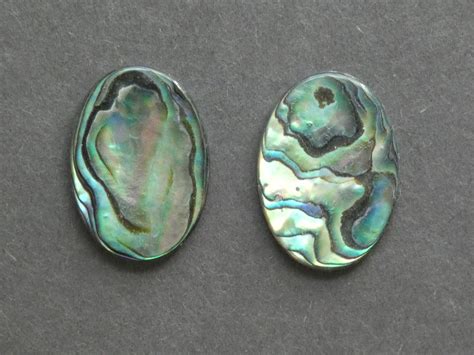 Pack X Mm Natural Abalone Paua Shell Cabochons Iridescent Oval