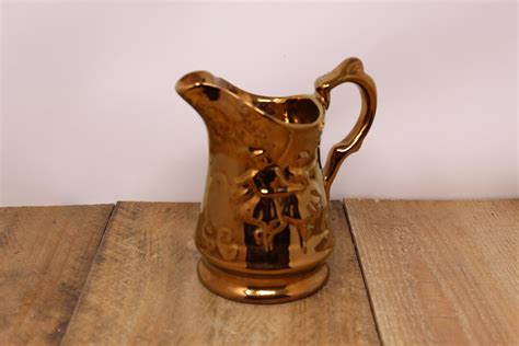 Vintage Wade Copper Luster Lusterware Pitcher Creamer Scottish Dancing Couples England Etsy