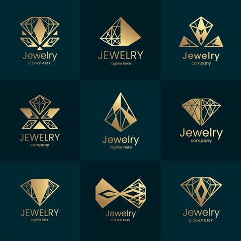 Free Vector Golden Gradient Jewelry Logo Collection Jewelry Logo