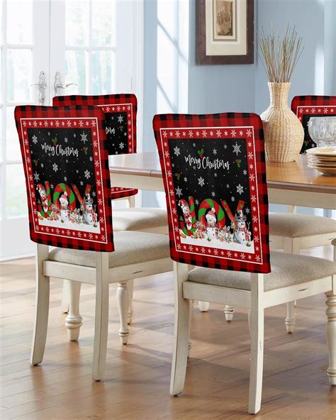 Amazon Dining Chair Covers Set Of Christmas Snowman Chair Back