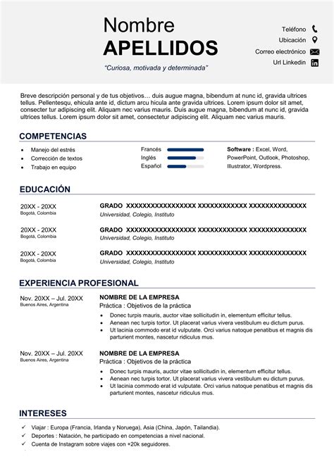 Formato Para Llenar De Curriculum Vitae