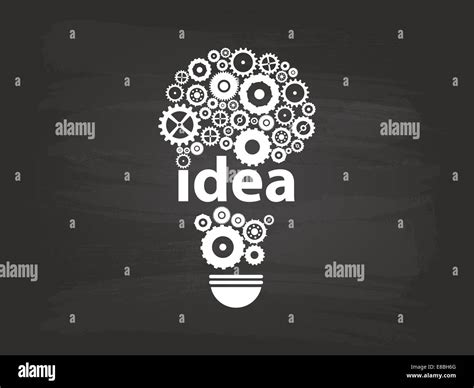 Gears Light Bulb Idea Concept On Blackboard Stock Photo Alamy