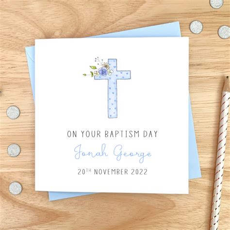 Personalised Handmade Christening Card Son Grandson Godson Just For