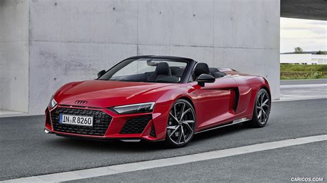 2020 Audi R8 V10 RWD Spyder (Color: Tango Red) | Front Three-Quarter