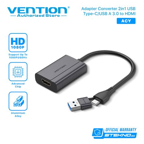 Jual Vention In Usb Type C Usb A To Hdmi Adapter Converter Gray