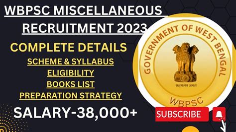 Wbpsc Miscellaneous Services Recruitment 2023 Complete Details Based