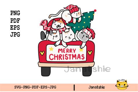 Merry Christmas Cute Cat Clip Art Svg Graphic By Janatshie · Creative Fabrica