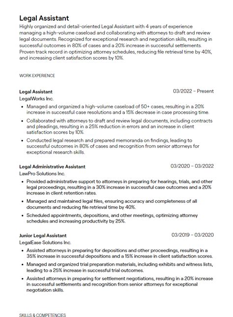 Resume Summary Examples Legal Assistant At Lonnielbrocko Blog