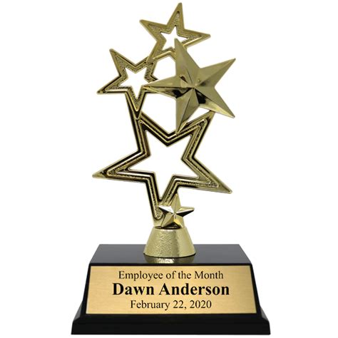 Employee Of The Month 5 Star Gold Award Trophy Hc Brands