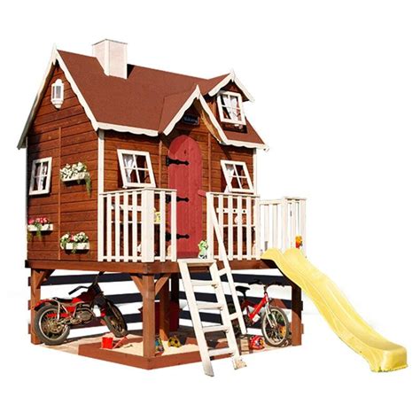 Cabane Pour Enfant Sur Pilotis Avec Lit Int Rieur Et Toboggan Super