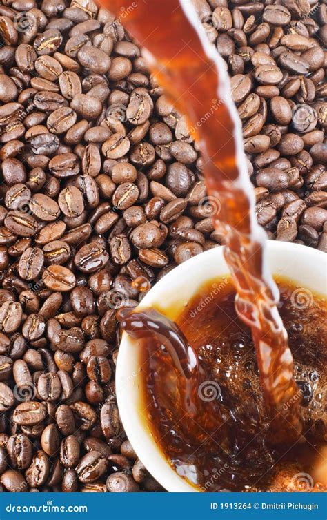 Pouring Coffee And Coffee Beans Stock Photo Image Of Mill Caffeine