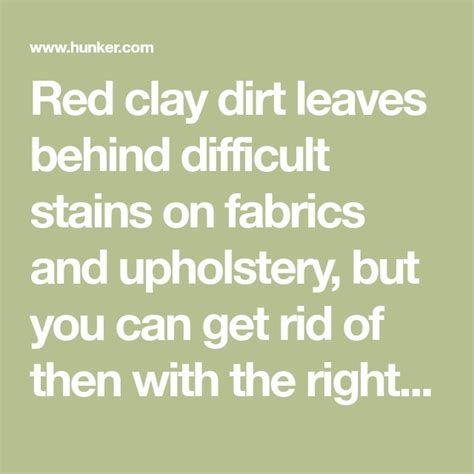 Red Dirt Stain Removal | Hunker | Dirt stain removal, Dirt stains, Red dirt