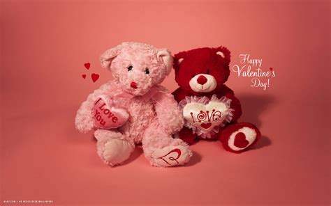 Valentines Day Happy Teddy Bears Hearts I Love You Hd Widescreen Wallpaper Romantic Backgrounds