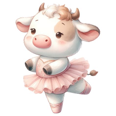 AI generated Cute Cow Ballerina Cartoon Illustration. 41484517 PNG