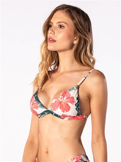 Rip Curl Tropic Coast Fixed T Hot Coral Bikini Top Bibloo