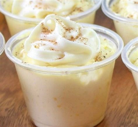 Eggnog Pudding Shots Bourbon Brandy Or Rum Do Ahead Creamy Edible Adult Dessert Cocktail