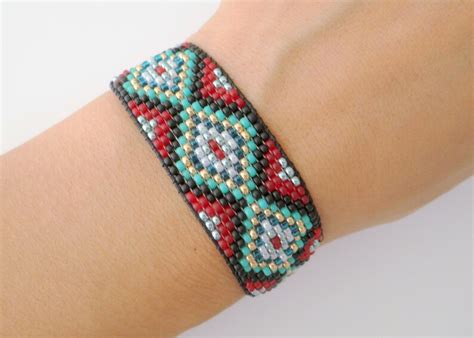 Colorful Beaded Cuff Bracelet Etsy