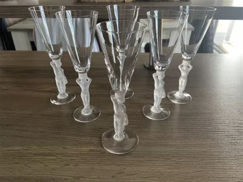 6 SUPERBE ANCIENNE Flutes Verres à CHAMPAGNE en CRISTAL de BAYEL