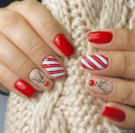 Unhas Decoradas Para Natal Vermelho Domina Nail Arts Criativas