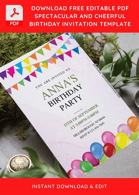 Free Editable Pdf Spectacular And Cheerful Birthday Invitation