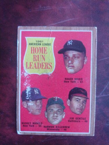 Topps League Leaders Mickey Mantle Killebrew Maris Lower