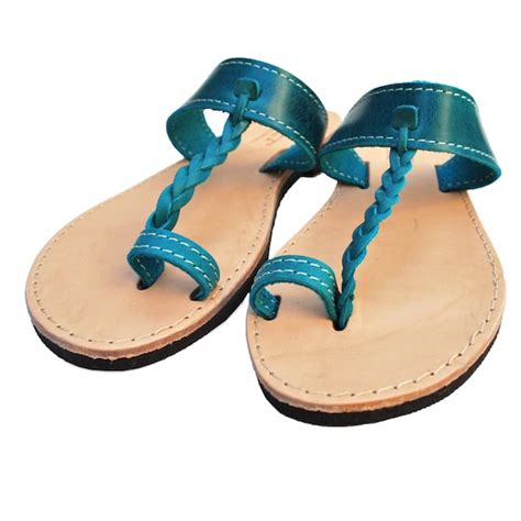 Blue Leather Sandals - Etsy