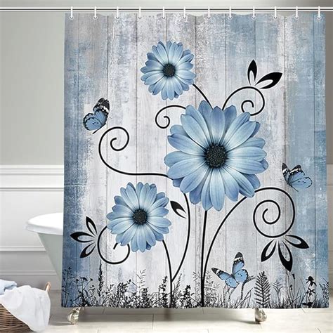 Amazon NYMB Rustic Farmhouse Shower Curtain Farm Daisy Flowers