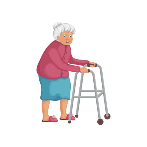 Old Woman Walking Cartoon