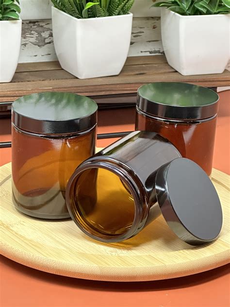 8oz Amber Glass Straight Sided Jars