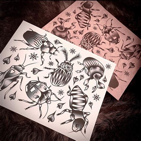 Tattoo Flash Sheet Print Tattoo Bug Print Bug Flash Sheet Etsy