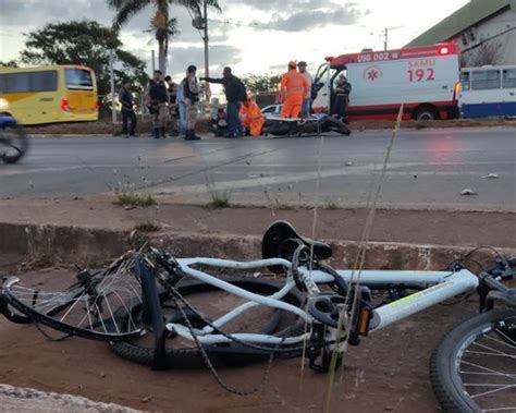 Acidente Na Avenida Jk Deixa Um Ciclista E Um Motociclista Feridos Em